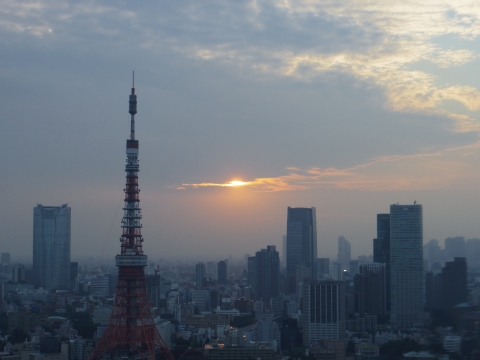 夕日と東京タワー