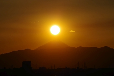 富士山上空の太陽